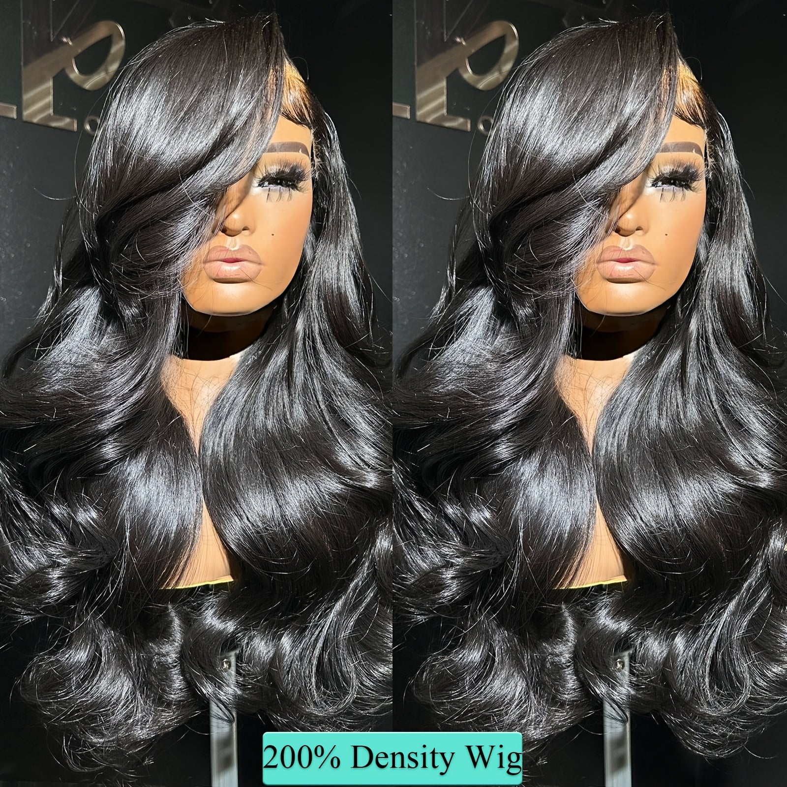 13x4 Lace Front Wig Light Blue Body Wave 26 Inch - Fluffy Heat-Resistant Synthetic Hair, 180% Density Glueless Wig for Women, Middle Part for Daily, Party, Cosplay & Halloween, Wig Accessories